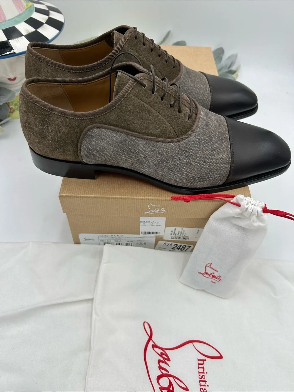 Men's Christian Louboutin Gregory velvet Twill and Leather Oxford's size 43.5